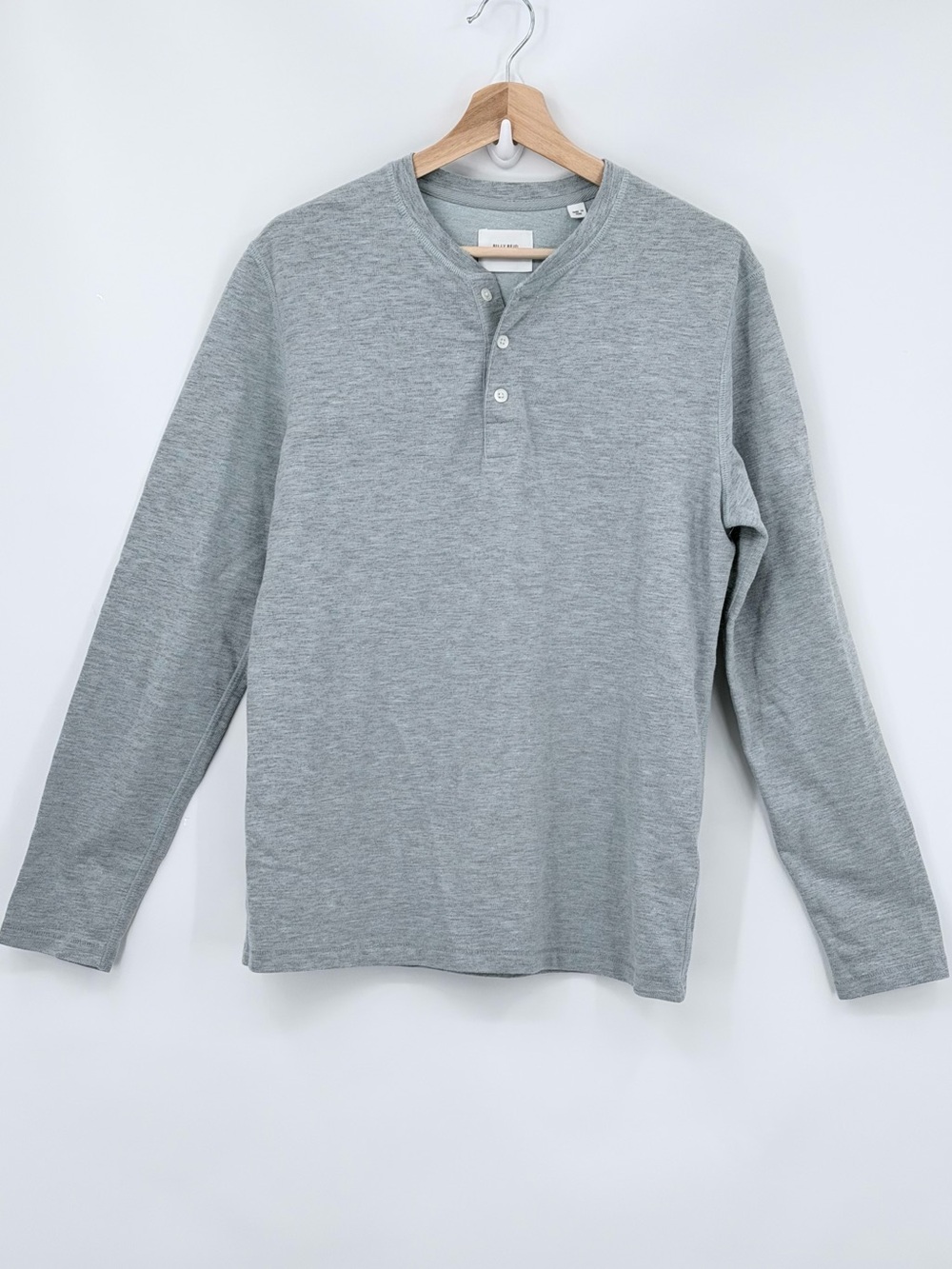 Billy Reid men’s flecked Long-Sleeve Henley Shirt size Medium light gray